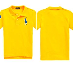 Polo Big Pony Boys Mesh Short Sleeve Shirt Sz ( XL 18-20) Yellow/Blue NWT
